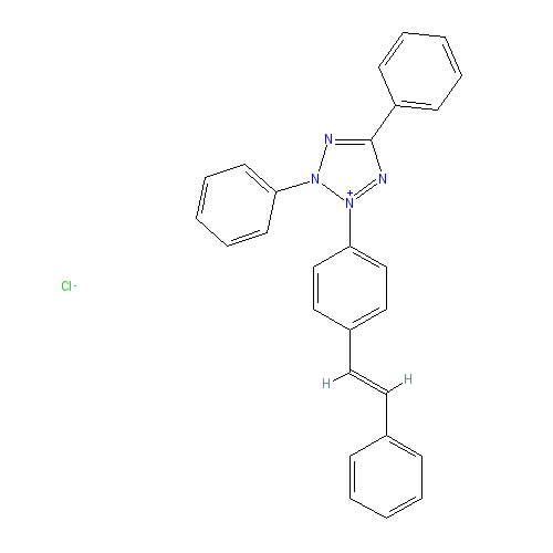 Chemical structure of 2,5-Diphenyl-3-(4-styrylphenyl)tetrazolium Chloride