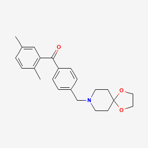 Chemical structure of 2,5-dimethyl-4'-[8-(1,4-dioxa-8-azaspiro[4.5]decyl)methyl]benzophenone