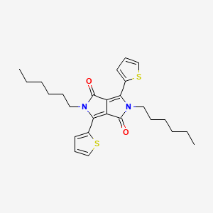 Chemical structure of 2,5-Dihexyl-3,6-di(thiophen-2-yl)pyrrolo[3,4-c]pyrrole-1,4(2H,5H)-dione
