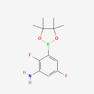 Chemical structure of 2,5-Difluoro-3-(4,4,5,5-tetramethyl-1,3,2-dioxaborolan-2-yl)aniline