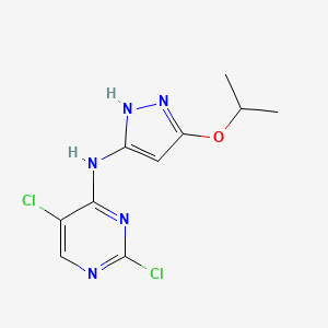 Chemical structure of 2,5-Dichloro-N-(5-isopropoxy-1H-pyrazol-3-yl)pyrimidin-4-amine