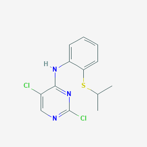 Chemical structure of 2,5-Dichloro-N-(2-(isopropylthio)phenyl)pyrimidin-4-amine