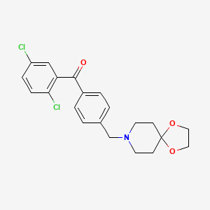 Chemical structure of 2,5-dichloro-4'-[8-(1,4-dioxa-8-azaspiro[4.5]decyl)methyl]benzophenone