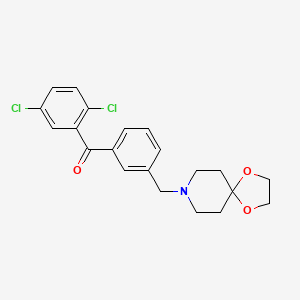 Chemical structure of 2,5-dichloro-3'-[8-(1,4-dioxa-8-azaspiro[4.5]decyl)methyl]benzophenone