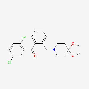 Chemical structure of 2,5-dichloro-2'-[8-(1,4-dioxa-8-azaspiro[4.5]decyl)methyl]benzophenone