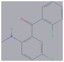 Chemical structure of 2,5-Dichloro-2-(methylamino)benzophenone