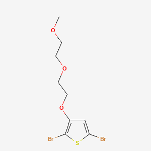Chemical structure of 2,5-Dibromo-3-(2-(2-methoxyethoxy)ethoxy)thiophene