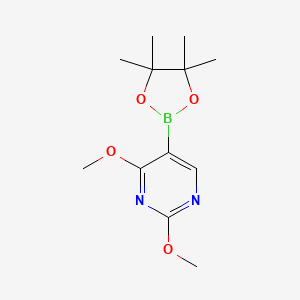 Chemical structure of 2,4-Dimethoxypyrimidine-5-boronic acid pinacol ester