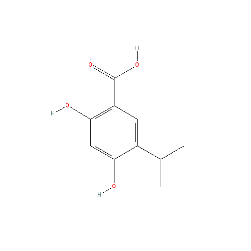 Chemical structure of 2,4-Dihydroxy-5-isopropylbenzoic acid