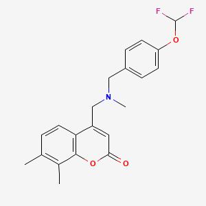 Chemical structure of 2,4-difluoro-3'-[8-(1,4-dioxa-8-azaspiro[4.5]decyl)methyl]benzophenone