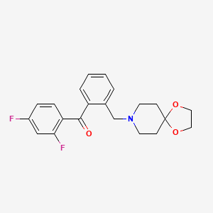 Chemical structure of 2,4-difluoro-2'-[8-(1,4-dioxa-8-azaspiro[4.5]decyl)methyl]benzophenone