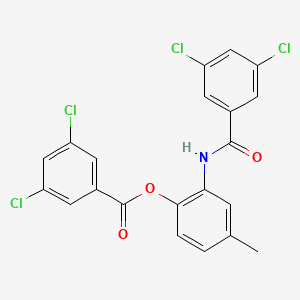 Chemical structure of 2,4-Dichloro-N-[4-(2,4-dichlorobenzoyloxy)-2-methylphenyl]benzamide