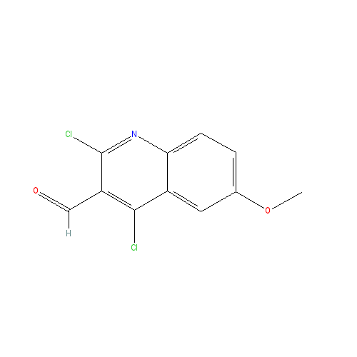 Chemical structure of 2,4-dichloro-6-methoxyquinoline-3-carbaldehyde