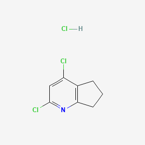 Chemical structure of 2,4-Dichloro-6,7-dihydro-5H-cyclopenta[b]pyridine hydrochloride