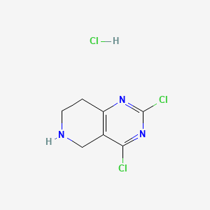 Chemical structure of 2,4-Dichloro-5,6,7,8-tetrahydropyrido[4,3-d]pyrimidine hydrochloride