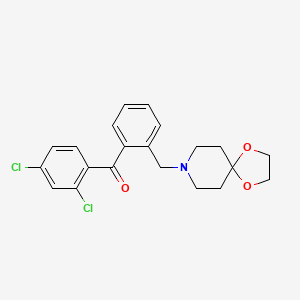 Chemical structure of 2,4-dichloro-2'-[8-(1,4-dioxa-8-azaspiro[4.5]decyl)methyl]benzophenone