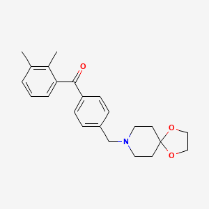 Chemical structure of 2,3-dimethyl-4'-[8-(1,4-dioxa-8-azaspiro[4.5]decyl)methyl]benzophenone