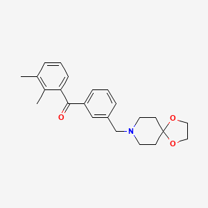 Chemical structure of 2,3-dimethyl-3'-[8-(1,4-dioxa-8-azaspiro[4.5]decyl)methyl]benzophenone