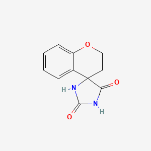 Chemical structure of 2,3-dihydro-2'H,5'H-spiro[chromene-4,4'-imidazolidine]-2',5'-dione