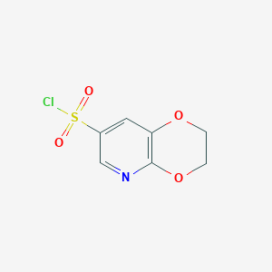 Chemical structure of 2,3-Dihydro-[1,4]dioxino[2,3-b]pyridine-7-sulfonyl chloride