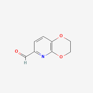 Chemical structure of 2H,3H-[1,4]dioxino[2,3-b]pyridine-6-carbaldehyde