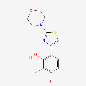 Chemical structure of 2,3-Difluoro-6-(2-morpholinothiazol-4-yl)phenol