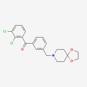 Chemical structure of 2,3-dichloro-3'-[8-(1,4-dioxa-8-azaspiro[4.5]decyl)methyl]benzophenone