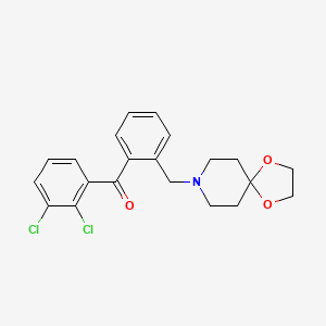Chemical structure of 2,3-dichloro-2'-[8-(1,4-dioxa-8-azaspiro[4.5]decyl)methyl]benzophenone