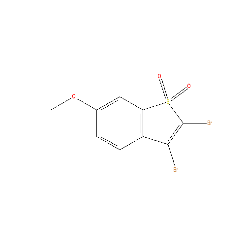Chemical structure of 2,3-dibromo-6-methoxybenzo[b]thiophene 1,1-dioxide