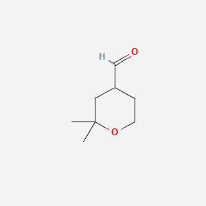 Chemical structure of 2,2-Dimethyloxane-4-carbaldehyde
