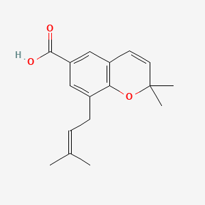 Chemical structure of 2,2-Dimethyl-8-prenylchromene-6-carboxylic acid