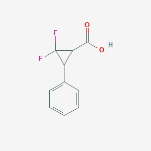 Chemical structure of 2,2-difluoro-3-phenylcyclopropane-1-carboxylic acid