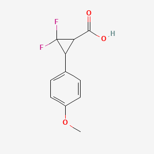 Chemical structure of 2,2-difluoro-3-(4-methoxyphenyl)cyclopropane-1-carboxylic acid