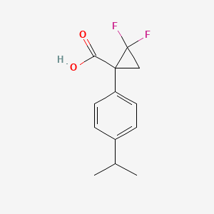 Chemical structure of 2,2-difluoro-1-(4-isopropylphenyl)cyclopropane-1-carboxylic acid