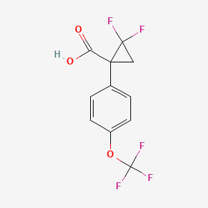 Chemical structure of 2,2-difluoro-1-(4-(trifluoromethoxy)phenyl)cyclopropane-1-carboxylic acid