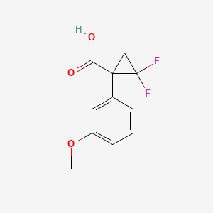 Chemical structure of 2,2-difluoro-1-(3-methoxyphenyl)cyclopropane-1-carboxylic acid