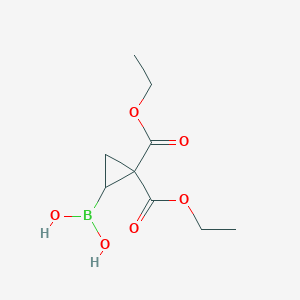 Chemical structure of 2,2-Bis(ethoxycarbonyl)cyclopropyl boronic acid