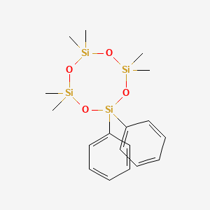 Chemical structure of 2,2,4,4,6,6-hexamethyl-8,8-diphenylcyclotetrasiloxane