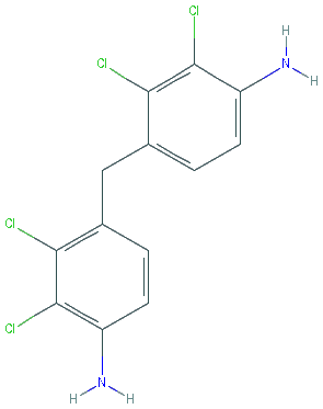 Chemical structure of Benzenamine, 4,4'-methylenebis(2,3-dichloro-