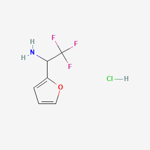 Chemical structure of 2,2,2-Trifluoro-1-(furan-2-yl)ethan-1-amine hydrochloride