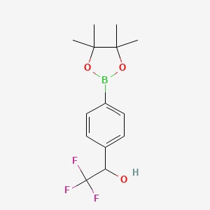 Chemical structure of 2,2,2-Trifluoro-1-(4-(4,4,5,5-tetramethyl-1,3,2-dioxaborolan-2-yl)phenyl)ethanol