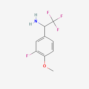 Chemical structure of 2,2,2-Trifluoro-1-(3-fluoro-4-methoxyphenyl)ethanamine