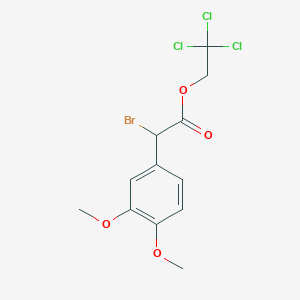 Chemical structure of 2,2,2-Trichloroethyl 2-bromo-2-(3,4-dimethoxyphenyl)acetate