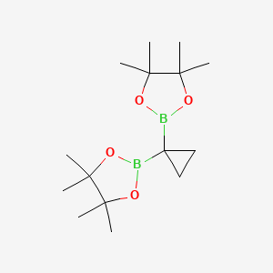 Chemical structure of 2,2'-(cyclopropane-1,1-diyl)bis(4,4,5,5-tetramethyl-1,3,2-dioxaborolane)