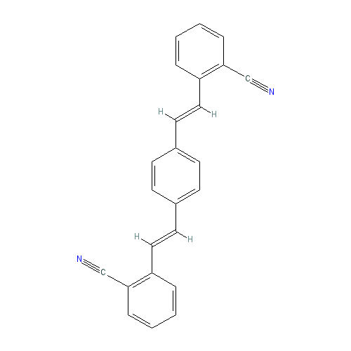 Chemical structure of 2,2'-(p-Phenylenediethene-2,1-diyl)bisbenzonitrile