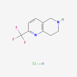 Chemical structure of 2-(Trifluoromethyl)-5,6,7,8-tetrahydro-1,6-naphthyridine hydrochloride