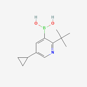 Chemical structure of 2-(tert-Butyl)-5-(cyclopropyl)pyridine-3-boronic acid