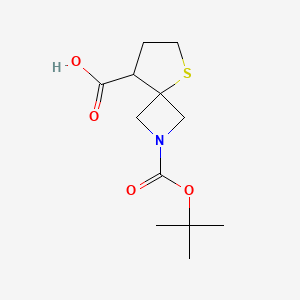 Chemical structure of 2-(tert-Butoxycarbonyl)-5-thia-2-azaspiro[3.4]octane-8-carboxylic acid