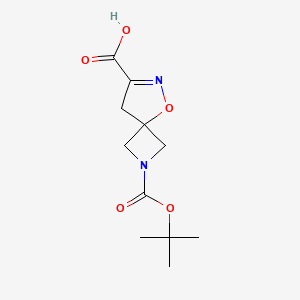 Chemical structure of 2-(tert-Butoxycarbonyl)-5-oxa-2,6-diazaspiro[3.4]oct-6-ene-7-carboxylic acid