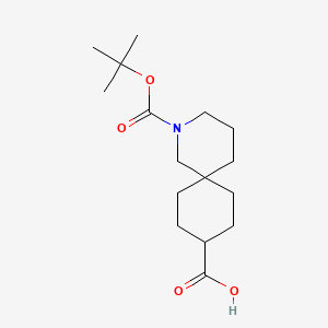 Chemical structure of 2-(tert-Butoxycarbonyl)-2-azaspiro[5.5]undecane-9-carboxylic acid